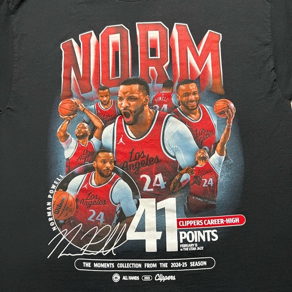 Norm Powell LA Clippers Shirt Men’s XL Black Graphic Tee 41 Points Career High - Picture 2 of 4